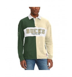 Men's Green, Cream Milwaukee Bucks Ronnie Rugby Long Sleeve T-shirt $41.00 T-Shirts