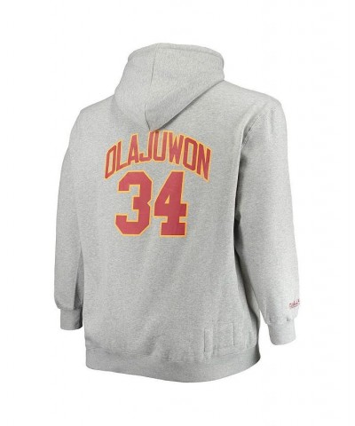 Men's Hakeem Olajuwon Heather Gray Houston Rockets Big and Tall Name and Number Pullover Hoodie $48.15 Sweatshirt