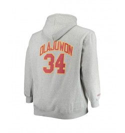 Men's Hakeem Olajuwon Heather Gray Houston Rockets Big and Tall Name and Number Pullover Hoodie $48.15 Sweatshirt