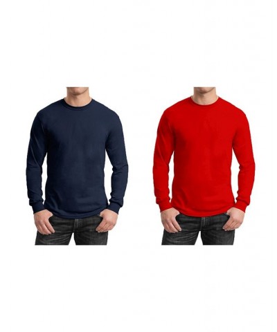 Men's 2-Pack Egyptian Cotton-Blend Long Sleeve Crew Neck Tee Navy/Red $21.00 T-Shirts