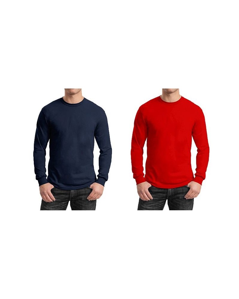 Men's 2-Pack Egyptian Cotton-Blend Long Sleeve Crew Neck Tee Navy/Red $21.00 T-Shirts