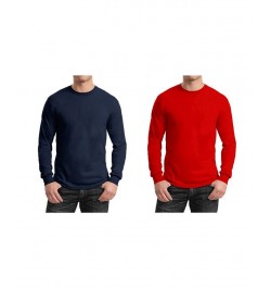 Men's 2-Pack Egyptian Cotton-Blend Long Sleeve Crew Neck Tee Navy/Red $21.00 T-Shirts