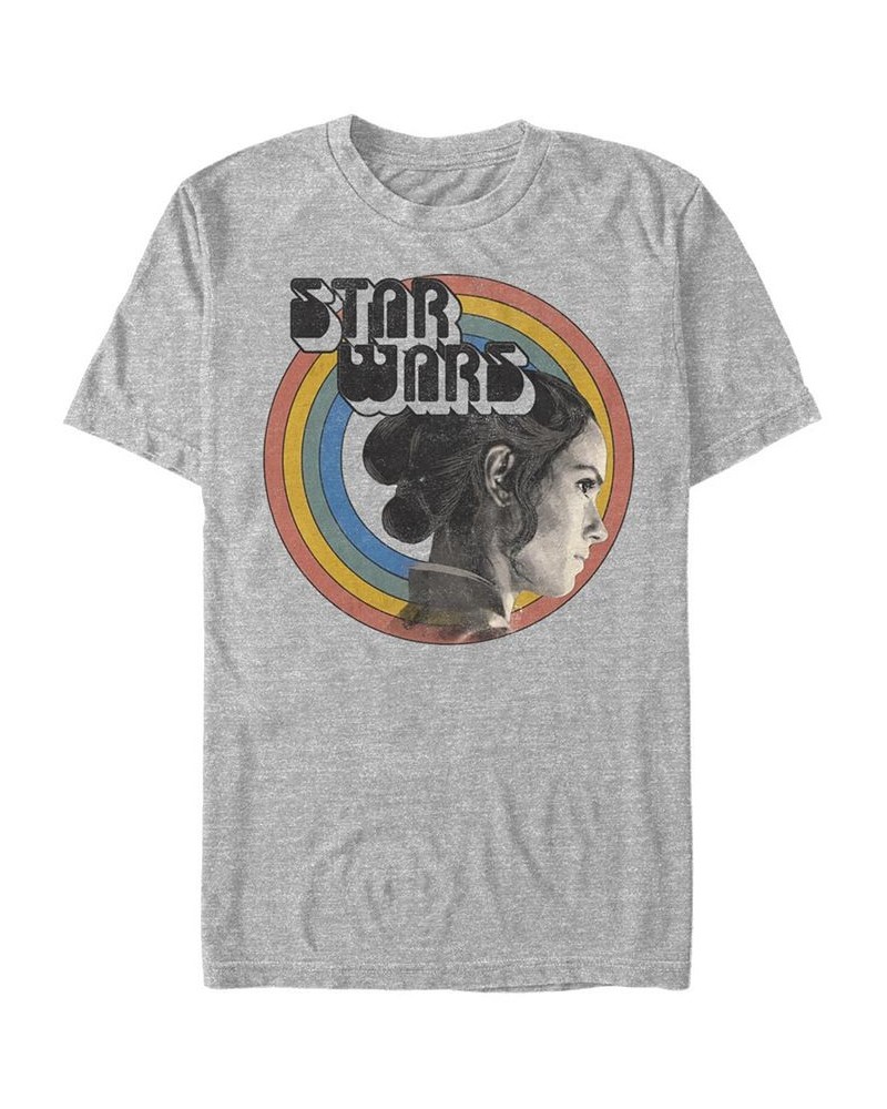 Men's Star Wars The Rise of Skywalker Rey Vintage-Like Rainbow Short Sleeve T-shirt Gray $20.99 T-Shirts