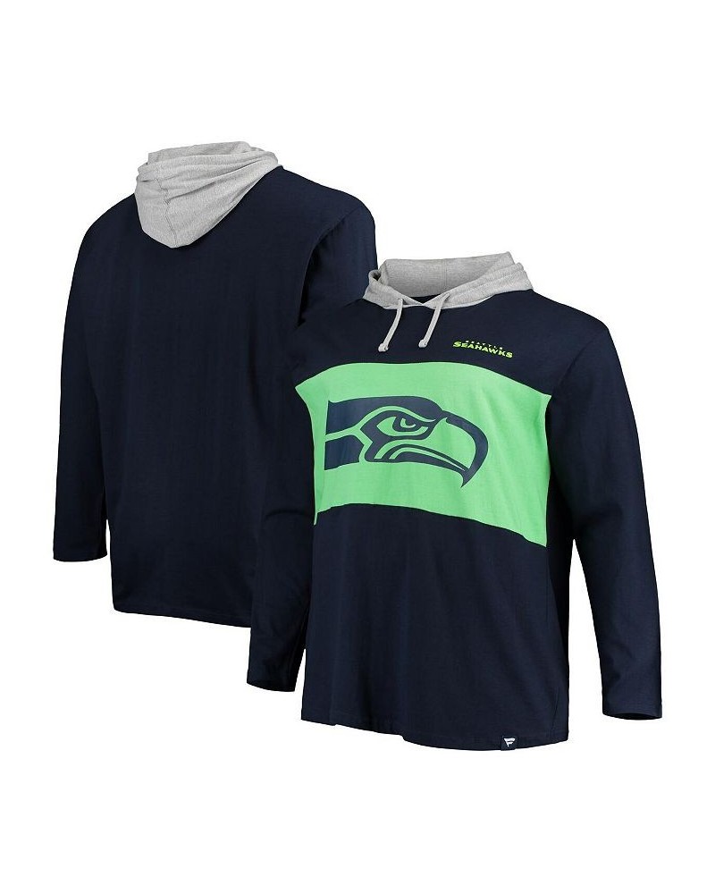 Men's College Navy Seattle Seahawks Big & Tall Logo Hoodie Long Sleeve T-shirt $29.14 T-Shirts