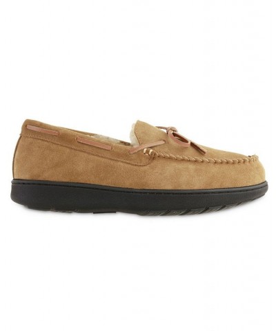 Signature Men's Genuine Suede Moccasin Comfort Slipper with Berber lining Brown $18.02 Shoes