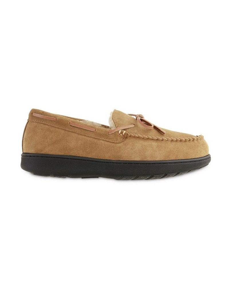 Signature Men's Genuine Suede Moccasin Comfort Slipper with Berber lining Brown $18.02 Shoes