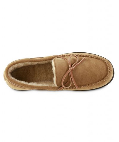 Signature Men's Genuine Suede Moccasin Comfort Slipper with Berber lining Brown $18.02 Shoes