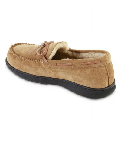 Signature Men's Genuine Suede Moccasin Comfort Slipper with Berber lining Brown $18.02 Shoes