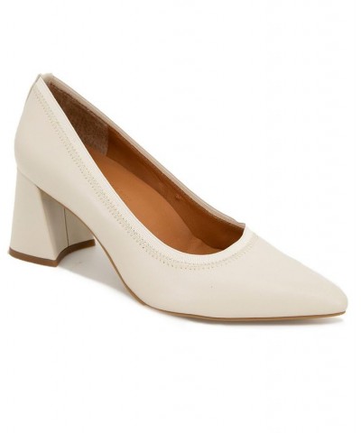 Women's Dionne Block Heel Pointy Toe Pumps White $64.26 Shoes