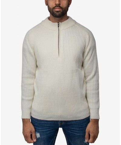 Men's Ribbed Mock Neck Quarter-Zip Sweater Tan/Beige $31.90 Sweaters