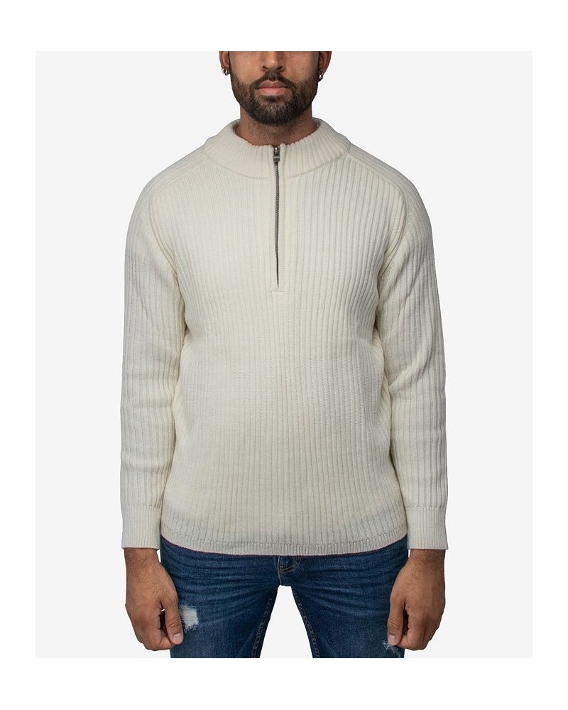 Men's Ribbed Mock Neck Quarter-Zip Sweater Tan/Beige $31.90 Sweaters