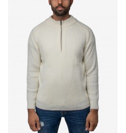 Men's Ribbed Mock Neck Quarter-Zip Sweater Tan/Beige $31.90 Sweaters