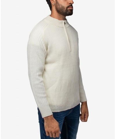 Men's Ribbed Mock Neck Quarter-Zip Sweater Tan/Beige $31.90 Sweaters