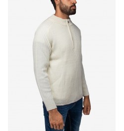 Men's Ribbed Mock Neck Quarter-Zip Sweater Tan/Beige $31.90 Sweaters