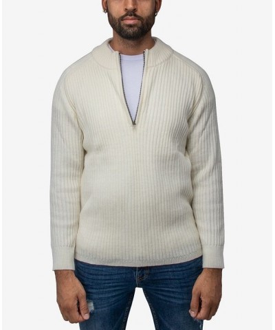 Men's Ribbed Mock Neck Quarter-Zip Sweater Tan/Beige $31.90 Sweaters