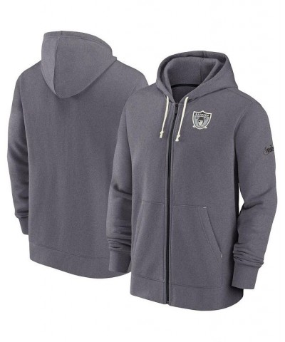 Men's Heather Charcoal Las Vegas Raiders Historic Lifestyle Full-Zip Hoodie $29.20 Sweatshirt