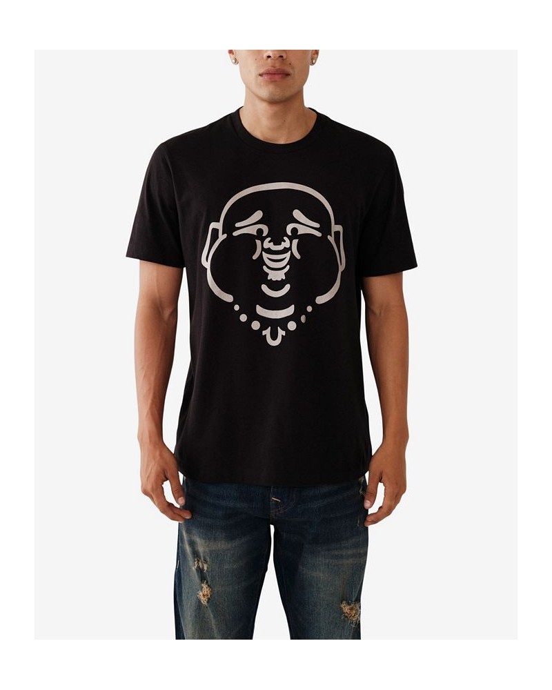 Men's Short Sleeve Matte Foil Buddha T-shirt Black $21.34 T-Shirts