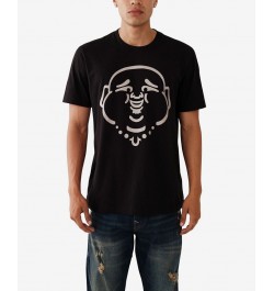 Men's Short Sleeve Matte Foil Buddha T-shirt Black $21.34 T-Shirts