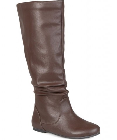 Women's Jayne Wide Calf Boots Brown $45.00 Shoes