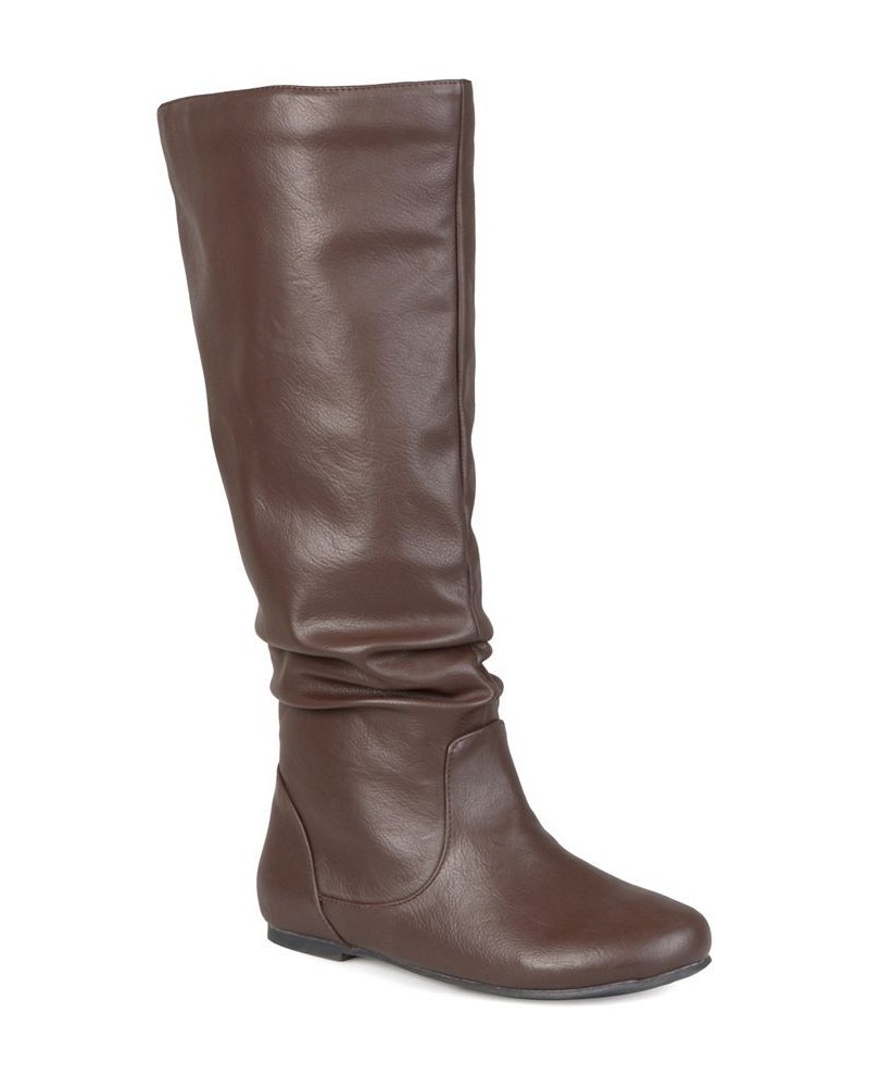 Women's Jayne Wide Calf Boots Brown $45.00 Shoes