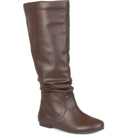 Women's Jayne Wide Calf Boots Brown $45.00 Shoes