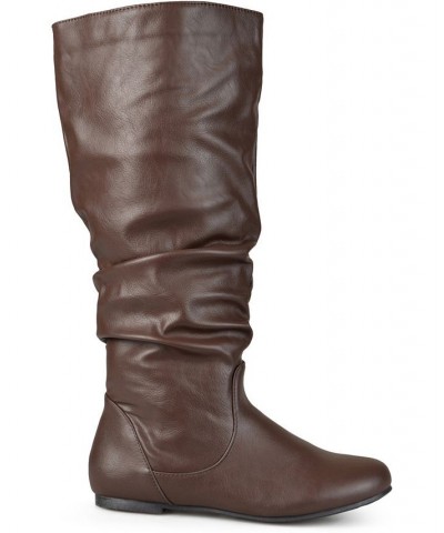 Women's Jayne Wide Calf Boots Brown $45.00 Shoes