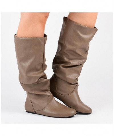 Women's Jayne Wide Calf Boots Brown $45.00 Shoes