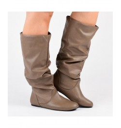 Women's Jayne Wide Calf Boots Brown $45.00 Shoes