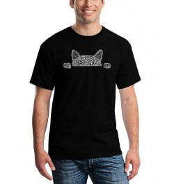 Men's Peeking Cat Word Art T-shirt Black $10.00 T-Shirts