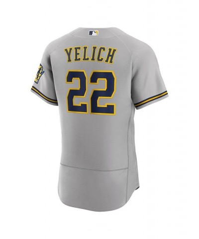 Men's Christian Yelich Gray Milwaukee Brewers Road Authentic Player Logo Jersey $113.10 Jersey