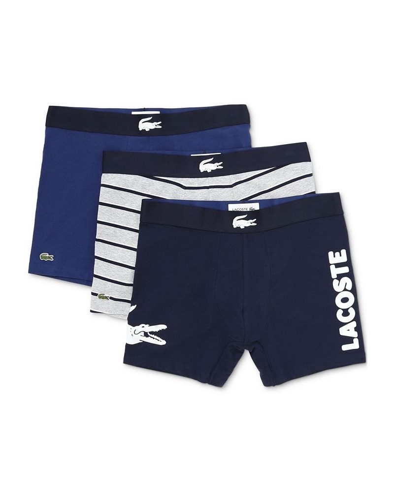 Men's Long Stretch Plain and Print Boxer Brief Set, 3-Piece Multi $23.65 Underwear