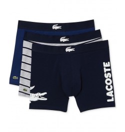 Men's Long Stretch Plain and Print Boxer Brief Set, 3-Piece Multi $23.65 Underwear