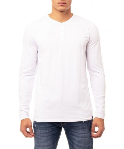 Men's Soft Stretch Henley Neck Long Sleeve T-shirt PD02 $22.05 T-Shirts