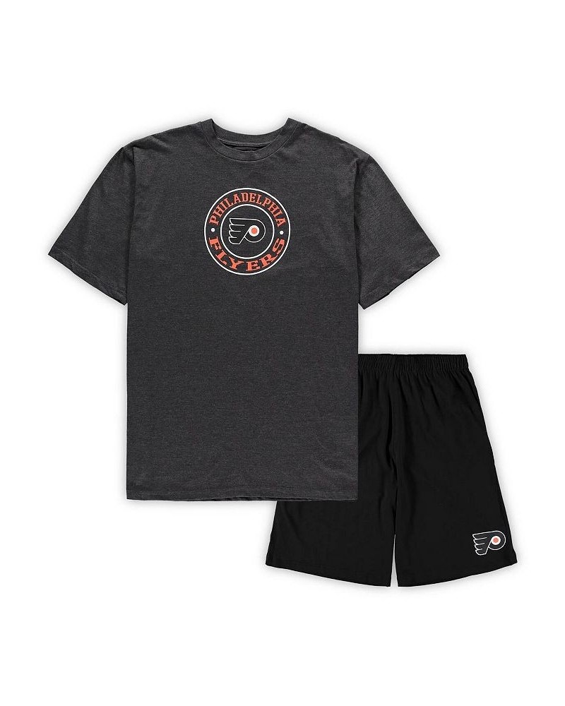 Men's Black, Heathered Charcoal Philadelphia Flyers Big and Tall T-shirt and Shorts Sleep Set $26.04 Pajama