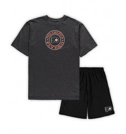 Men's Black, Heathered Charcoal Philadelphia Flyers Big and Tall T-shirt and Shorts Sleep Set $26.04 Pajama