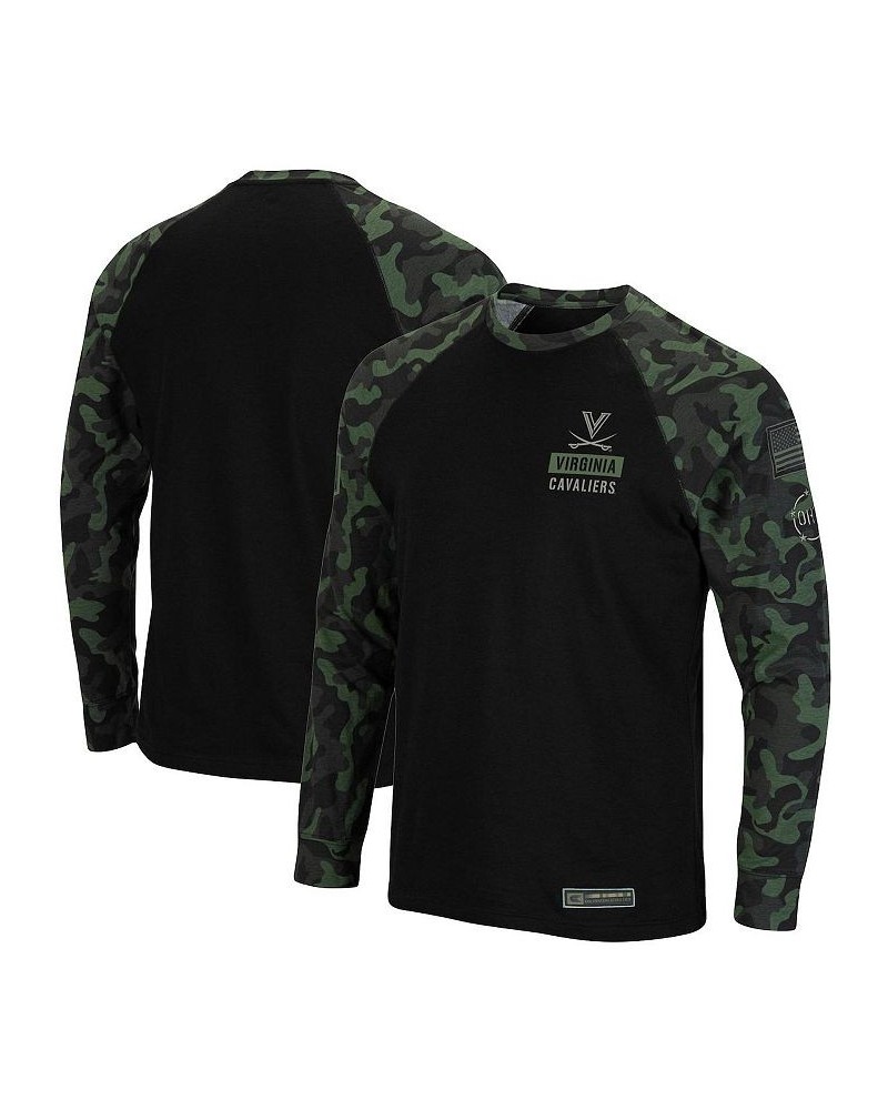 Men's Black Virginia Cavaliers OHT Military-Inspired Appreciation Camo Raglan Long Sleeve T-shirt $19.20 T-Shirts