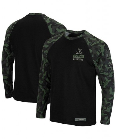 Men's Black Virginia Cavaliers OHT Military-Inspired Appreciation Camo Raglan Long Sleeve T-shirt $19.20 T-Shirts