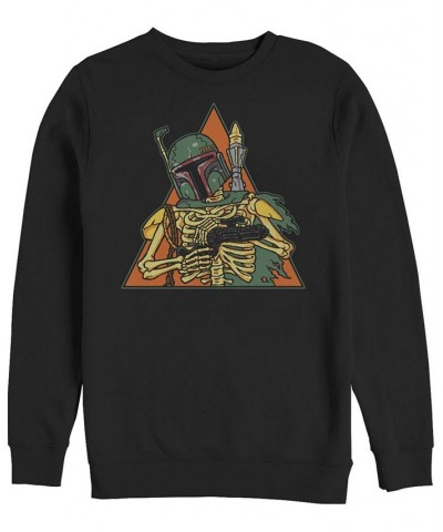 Men's Star Wars Skeleton Boba Crew Fleece Pullover Black $30.77 Sweatshirt