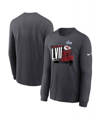 Men's Anthracite Kansas City Chiefs Super Bowl LVII Local Phrase Long Sleeve T-shirt $24.44 T-Shirts