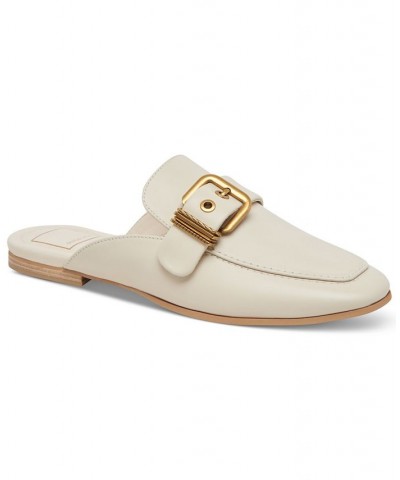 Women's Santel Buckled Slip-On Mule Flats White $45.50 Shoes