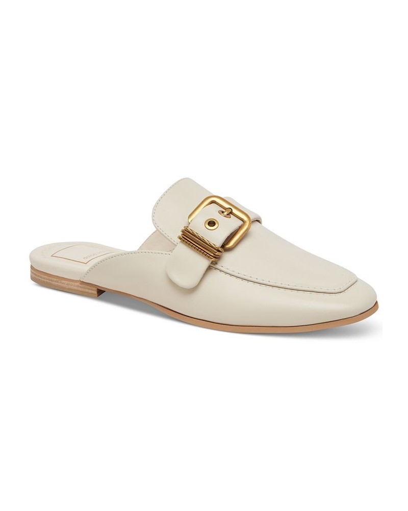 Women's Santel Buckled Slip-On Mule Flats White $45.50 Shoes