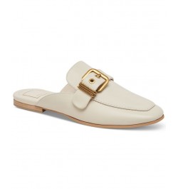 Women's Santel Buckled Slip-On Mule Flats White $45.50 Shoes