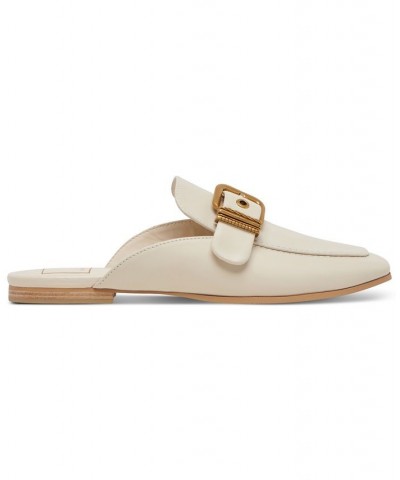 Women's Santel Buckled Slip-On Mule Flats White $45.50 Shoes