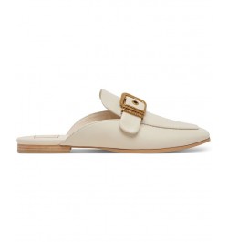 Women's Santel Buckled Slip-On Mule Flats White $45.50 Shoes