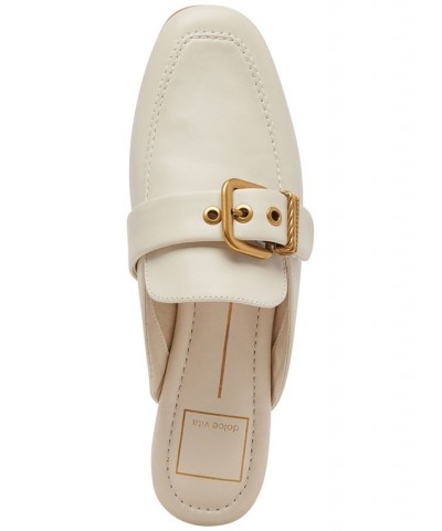 Women's Santel Buckled Slip-On Mule Flats White $45.50 Shoes