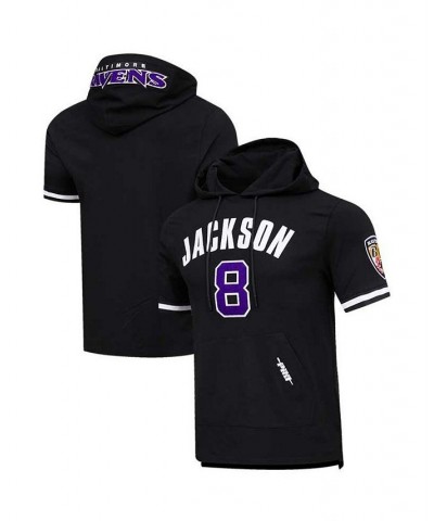 Men's Lamar Jackson Black Baltimore Ravens Player Name and Number Hoodie T-shirt $44.00 T-Shirts