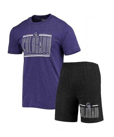 Men's Black and Purple Colorado Rockies Meter T-shirt and Shorts Sleep Set $32.34 Pajama