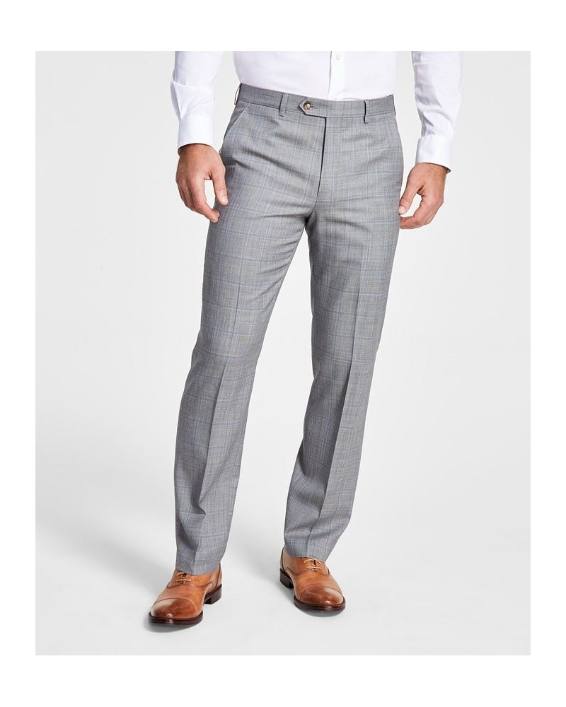 Men's Classic-Fit UltraFlex Stretch Plaid Suit Pants Gray $38.20 Suits