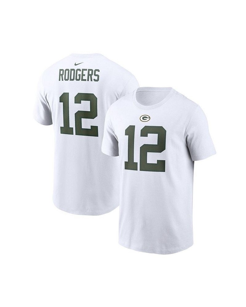 Men's Aaron Rodgers White Green Bay Packers Player Name and Number T-shirt $23.59 T-Shirts