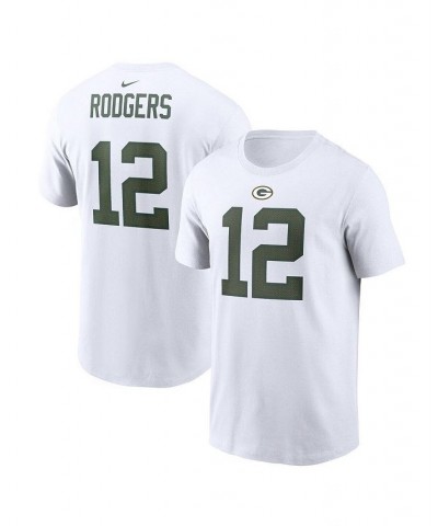 Men's Aaron Rodgers White Green Bay Packers Player Name and Number T-shirt $23.59 T-Shirts